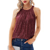 Summer Solid Color Sequined Halter Camisole Top