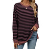 Contrast Color Striped Long Sleeve Loose Fitting T-Shirt