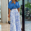 V-neck Short Shirt Top Suit Printed Office Wide Leg Pant Set