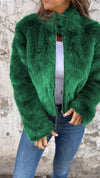 Faux Fur Turtleneck Zipper Casual Coat