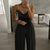 Pearl Suspender Wide Leg V-Neck Backless Jumpsuit