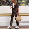 Leopard Print Casual Cardigan and Pants Set