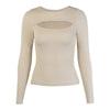 Sexy Chest Hollow-Out Long Sleeve Ribbed Top