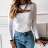 Sexy Chest Hollow-Out Long Sleeve Ribbed Top