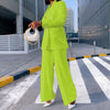 Solid Color Casual Wide-Leg Pants Two-Piece Suit for Women