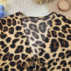 Leopard Print Ruffled Cardigan Pajama Set