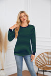 Striped Round Neck Long Sleeve Casual Sweatshirt for Women