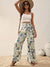 Printed Elastic Waist Wide Leg Pants