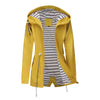 Hooded Waterproof Striped Trench Coat