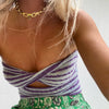 Vacation Ready Striped Tube Top Vest for Women