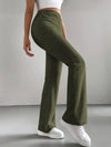 Solid Color Ribbed Knit Bell Bottom Pants