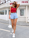 High Waist Slimming Tight Straight Denim Shorts