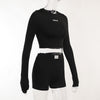 Round Neck Knit Biker Short Set