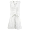 Cotton Linen Sleeveless Vest and Shorts Two-Piece Suit