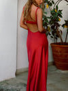 Red Satin Slip Maxi Dress