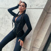 Sexy Sports Leather Ribbon Zipper Jumpsuit