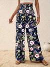 Printed Elastic Waist Wide Leg Pants