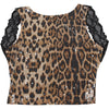 Leopard Print Lace Stitching Sleeveless Top