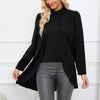 Faux Two-Piece Stand Collar Long Sleeve Top