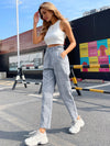 Fashionable High Waist Plaid Straight Pants for Women