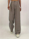 High Waist Plaid Printed Wide Leg Pants