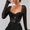 Street Fashion Sexy Black Lace Corset Top