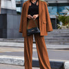 Solid Color Long Sleeve Beauty Casual Outerwear Two-Piece Set