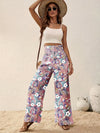 Printed Elastic Waist Wide Leg Pants