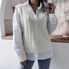 V-Neck Twist Loose Knitted Vest Sweater