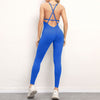 V-Ausschnitt Rückenfrei Yoga Fitness Jumpsuit Hüftsport Tanzhose Damen