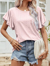 Women’s Hollow Out Ruffle Sleeve Casual T-Shirt