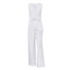 Cotton Linen Sleeveless Vest Waistcoat Trousers Two-Piece Set