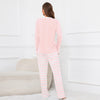 Women’s Round Neck Long Sleeve Top & Striped Printed Lace-Up Trousers Homewear Pajamas Set