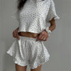 Ruffled Short Sleeve Pajama Set