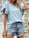 Women’s Hollow Out Ruffle Sleeve Casual T-Shirt