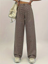 High Waist Plaid Printed Wide Leg Pants