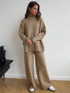 Turtleneck Sweater Suit - Loose Casual Thick Knit Trousers Set