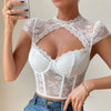 Round Neck Lace Diamond Cutout Corset Crop Top