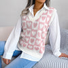 College Heart Knitted Vest Sweater