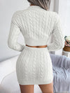 Casual Twist Cropped Sweater and Hip Skirt Set