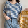 Green Striped Cotton T-Shirt