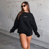 Round Neck Long Sleeve Loose Sweatshirt High Waist Print Tight Shorts Set