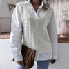 V-Neck Twist Loose Knitted Vest Sweater