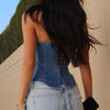 Street Cool Lace-Up Off-Shoulder Corset Vest