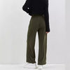 Retro Corduroy Elastic Waist Straight Leg Trousers