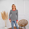 Striped Round Neck Long Sleeve Casual Sweatshirt for Women