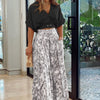 V-neck Short Shirt Top Suit Printed Office Wide Leg Pant Set