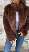 Faux Fur Turtleneck Zipper Casual Coat