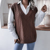 V-Neck Twist Loose Knitted Vest Sweater