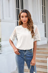 Elegant Round Neck Lace Chiffon Blouse for Women